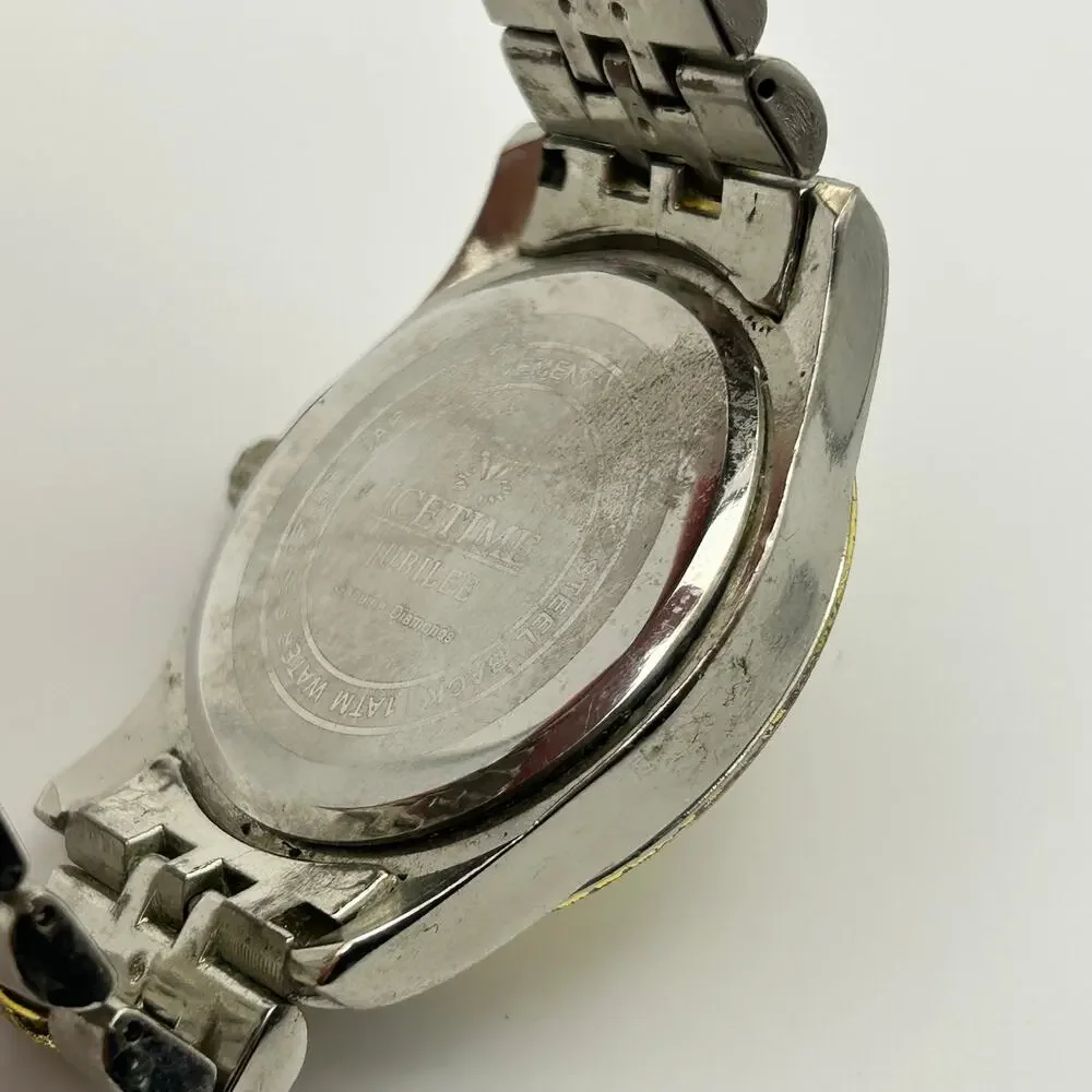 IceTime Jubilee Gold Dial Two-tone Steel Bracelet Watch Working New Battery